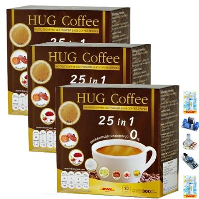 20 Sachets/Box(300g) Much Mellow Fruit Snack Hug Coffee 25in1 Intense Delicious Arabica Coffee Roasted (of 3) By Thaigiftshop [Get Free Tomato Facial Mask]