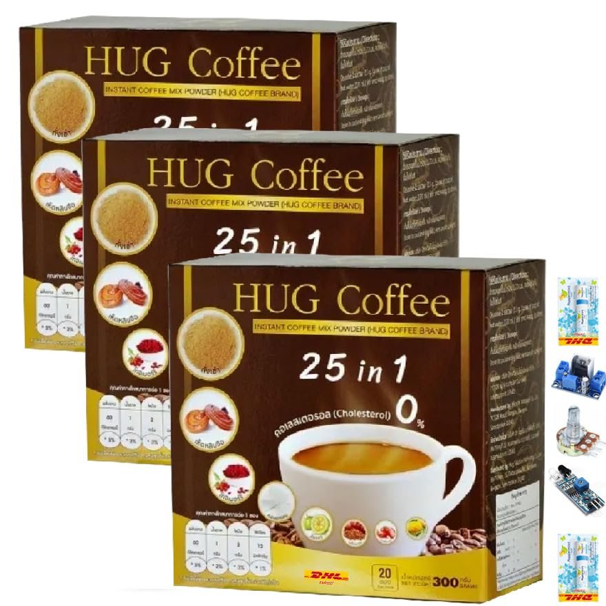 20 Sachets/Box(300g) Much Mellow Fruit Snack Hug Coffee 25in1 Intense Delicious Arabica Coffee Roasted (of 3) By Thaigiftshop [Get Free Tomato Facial Mask]