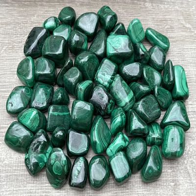 1/2 Pound Malachite Tumbled Stones, Polished Natural Malachite Rock, Genuine Malachite Stone Bulk Lot