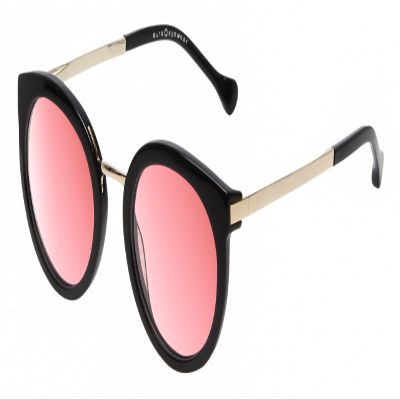Calabria S03 Panthos FL-41 Migraine Glasses for Women Pink Light Sensitivity Glasses | Fluorescent Light, Screen Glare, and Photophobia Relief | Magnification 2.00x & Black Silver