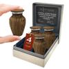 4 Pack Small Keepsake Urn for Human Ashes | Metal Wooden Teak Style | Mini Little Memorial Ash Container | Perfect Compact Tribute for Loved Ones | Male Female Man or Woman view 1