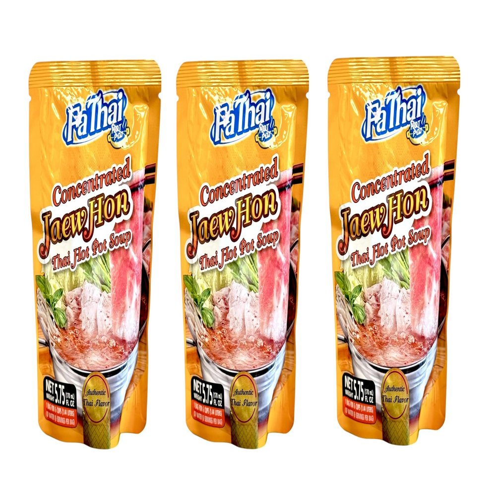 AquaNation Listing For Fa Thai Concentrated Jaew Hon Thai Hot Pot Soup Base Authentic Thai Flavor, Product of Thailand, Perfect for Hotpot, Sukiyaki, Rice Noodles, and BBQ - 5.75oz (170ml) (Pack of 3, Jaew Hon Thai Hot Pot Soup)