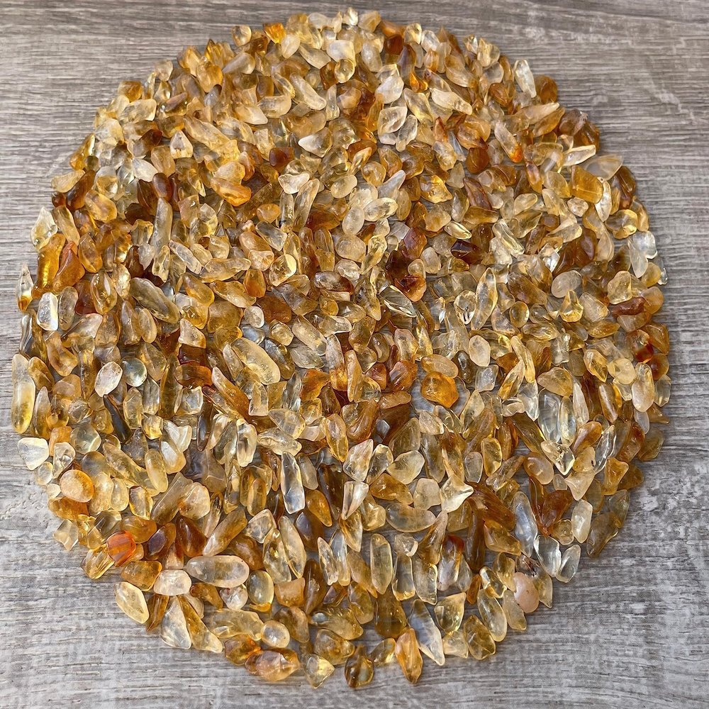 Citrine Chips Mini Citrine Dark Color Stones, Crushed Undrilled Citrine, Semi-Tumbled Genuine Citrine (1 lb Bulk)
