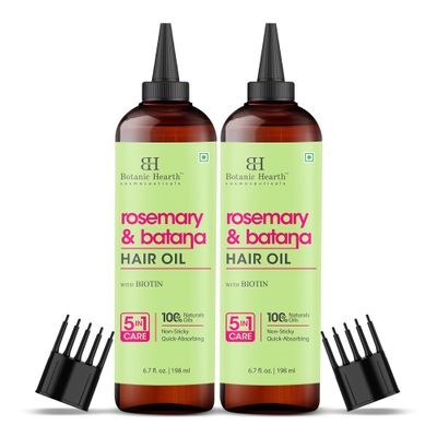 Botanic Hearth Hair Oil for Hair Growth & Home Hair Perm Kit | Strengthening Dry, Frizzy, Damaged Hair & Scalp Treatment | Rosemary Batana Hair Oil 6.7 Fl Oz (2 Pack)