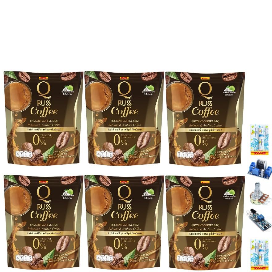 5 Sachets/Pack (75 Grams) Delicious Rich Well-Rounded Intense Much Mellow Fruit Snack Q Russ Coffee Premium Set 6 A422 By Thaigiftshop [Get Free Tomato Facial Mask]