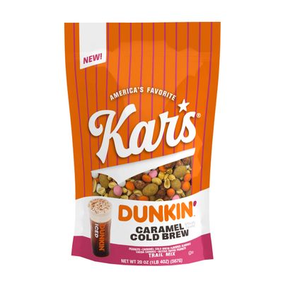 Kars Nuts Dunkin Caramel Cold Brew Mixed Nuts Sweet Candy-Coated Nuts Mix, 20oz Resealable Pouch (Pack of 6) Trail Mix Sweet Snacks for Adults & Kids