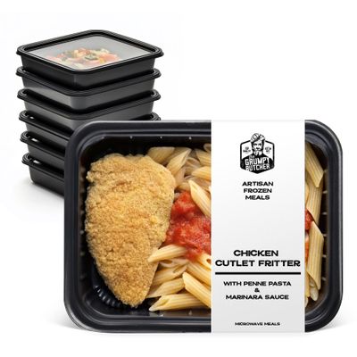 Grumpy Butcher Chicken Cutlet Fritter & Penne Pasta in Marinara Sauce 4 Pack (12 oz Each) Fully Cooked Frozen Meals Breaded Chicken with Pasta Dinner Small Batch Gourmet Premade Meals Ready to Heat & Eat
