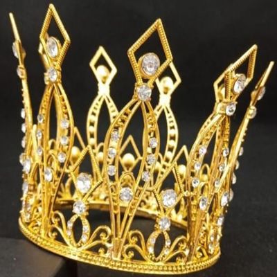 12 pcs metal Crown Cake Topper Gold Mini Crown Tiara Birthday Cake Topper Crystal Diamond Vintage Wedding Cake Crown Topper for Birthday Party Baby Shower Cake Bouquet Flower Decor (golden color)