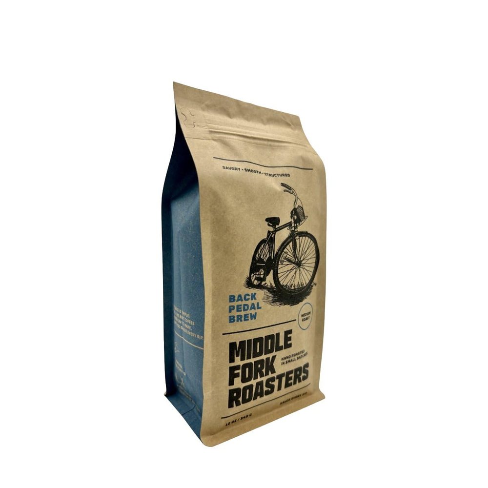 Back Pedal Brew - Roasted by Middle Fork Roasters - Whole Bean Coffee - 12 Ounce Bag