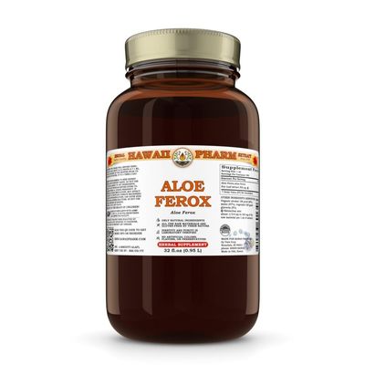 Aloe Ferox (Aloe Ferox) Dry Leaf Tincture, Made in Hawaii, All Natural, Vegan, Pure Liquid Extract - 32 fl.oz