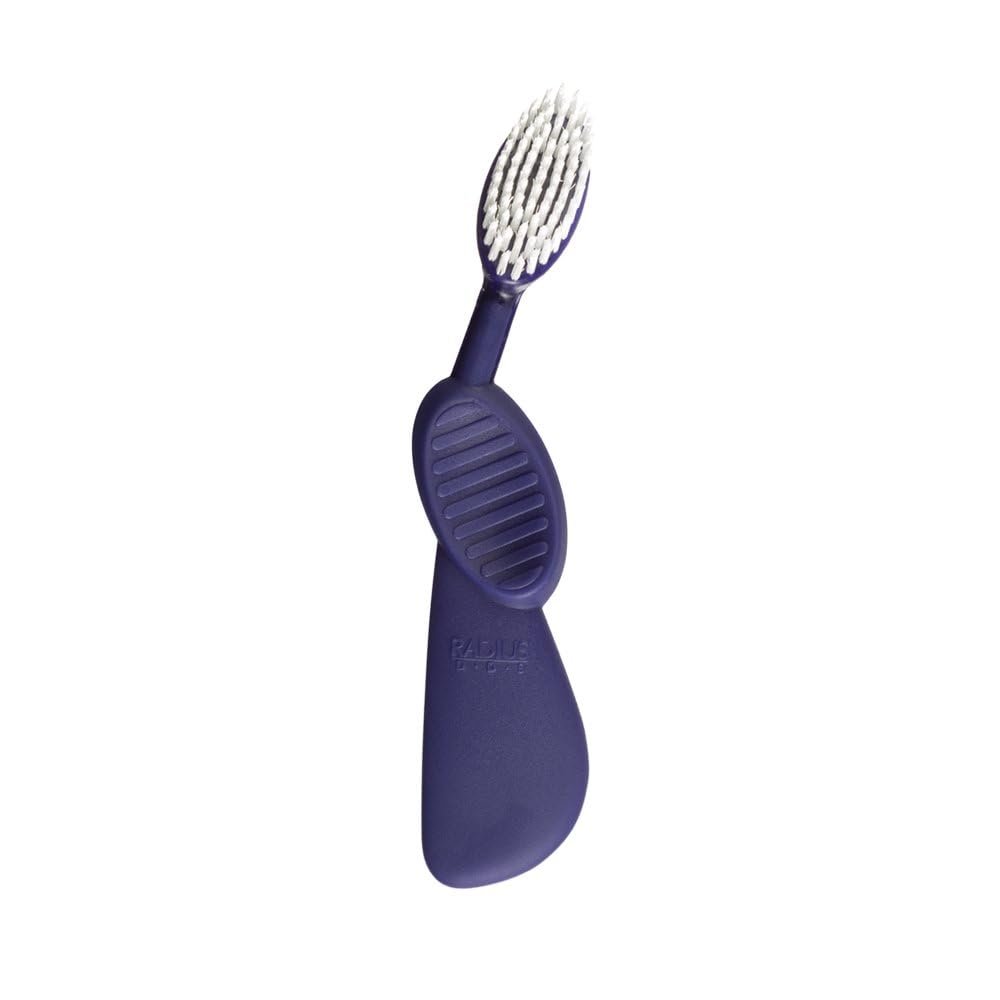 RADIUS Flex Brush with Soft Bristles Toothbrush BPA Free & ADA Accepted Designed to Improve Gum Health & Reduce Issues - Right Hand - Black/Purple - Pack of 1