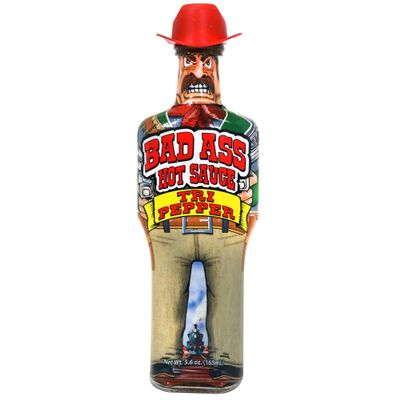 BAD ASS Premium Hot Sauce Try if you dare! Perfect Gourmet Gift for the Hot Sauce Fan (Tri Pepper)