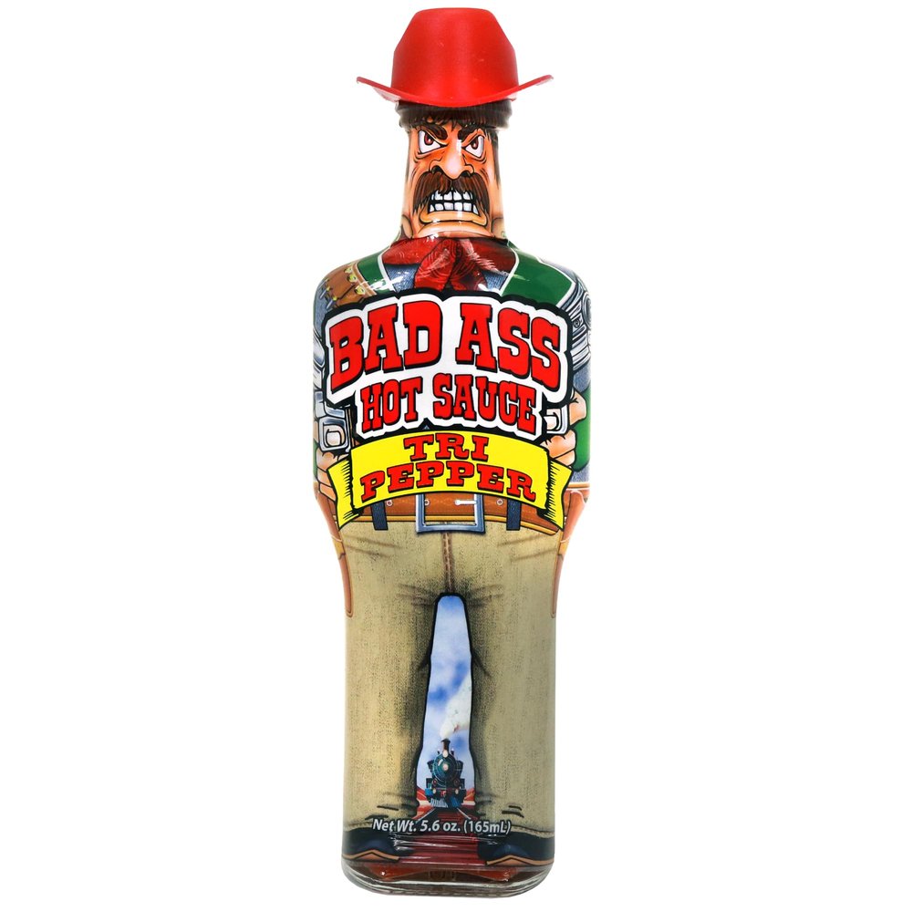 BAD ASS Premium Hot Sauce Try if you dare! Perfect Gourmet Gift for the Hot Sauce Fan (Tri Pepper)