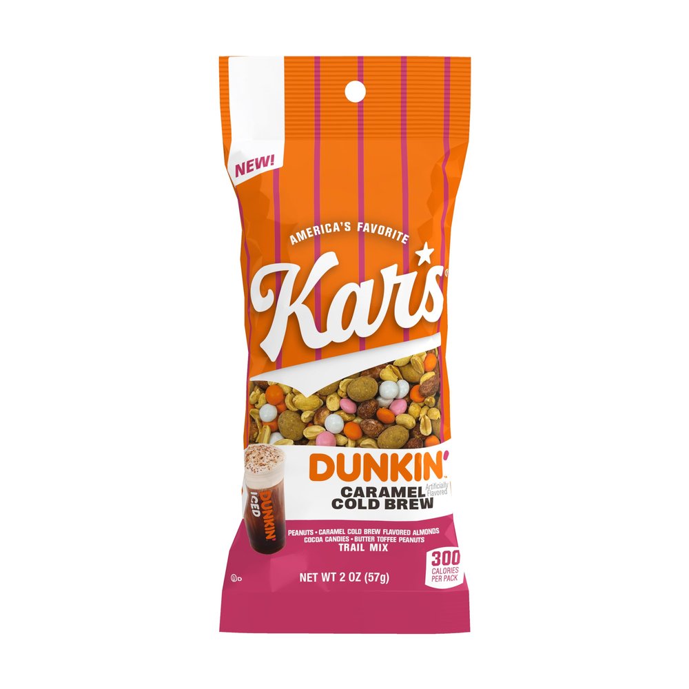 Kars Nuts Dunkin Caramel Cold Brew Mixed Nuts Sweet Candy-Coated Nuts Mix, 2oz Grab & Go Bags (Pack of 36) Trail Mix Sweet Snacks for Adults & Kids