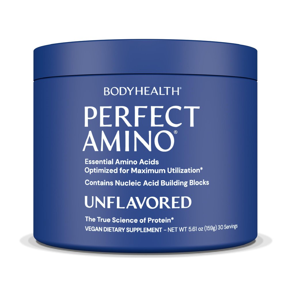 BodyHealth PerfectAmino - BCAA and EAA Powder for Pre and Post Workout - Amino Acid Energy Drink for Men and Women to Support Lean Muscle and Recovery - Unflavored (Lightly Sweetened) - 30 Servings