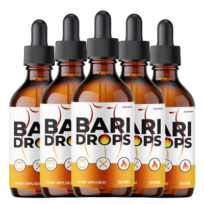 Gold Nutra (5 Pack) Bari Drops, All Natural Maximum Strength Formula, Bari Drops Liquid Supplement, Official Vitamin Extract
