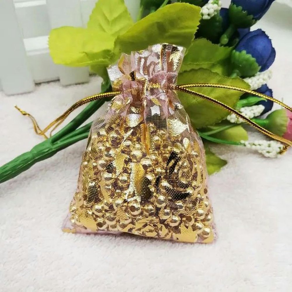 TBALQEN Organza bags,Candy Bags, 100Pcs/Lot Rose Flower Drawstring Organza craft Bags Jewelry Packaging Pouches Candy Wedding Birthday Gifts Sweets Bag Wholesales(Mixed Color,9x12cm)