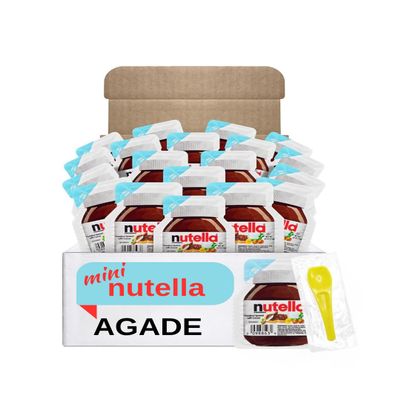 AGADE MiniNutella Mini Cups 20 Single Serve Snack Packs (0.52 oz Each) + 20 Individually Wrapped Spoon - Valentines Chocolate Treats, Coworker Gift Ideas, Snacks, Back to School. with , Made in Germany