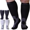 (3 Pairs) Mojo Compression Socks for Women and Men 20-30mmHg - Wide Calf Graduated Compression Knee High for Circulation during Sports, Athletic, Flying, Airplane - White-Black-Gray, 5X-Large - A601 view 1