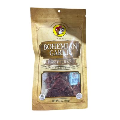 Buc-ee's Smoked Bohemian Garlic Beef Jerky 100% Lean, Dried & Tender Beef 10g Protein Per 4 Ounce Bag for Paleo & Carnivore Diet Snacks Perfect Meat Jerky Gift for Men & Women