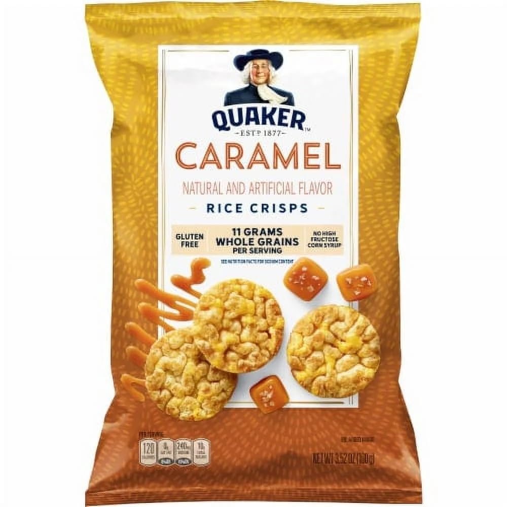 Popped Rice Cake Thin Crisps Caramel Flavor 3.52 oz bags (Pack of 6)