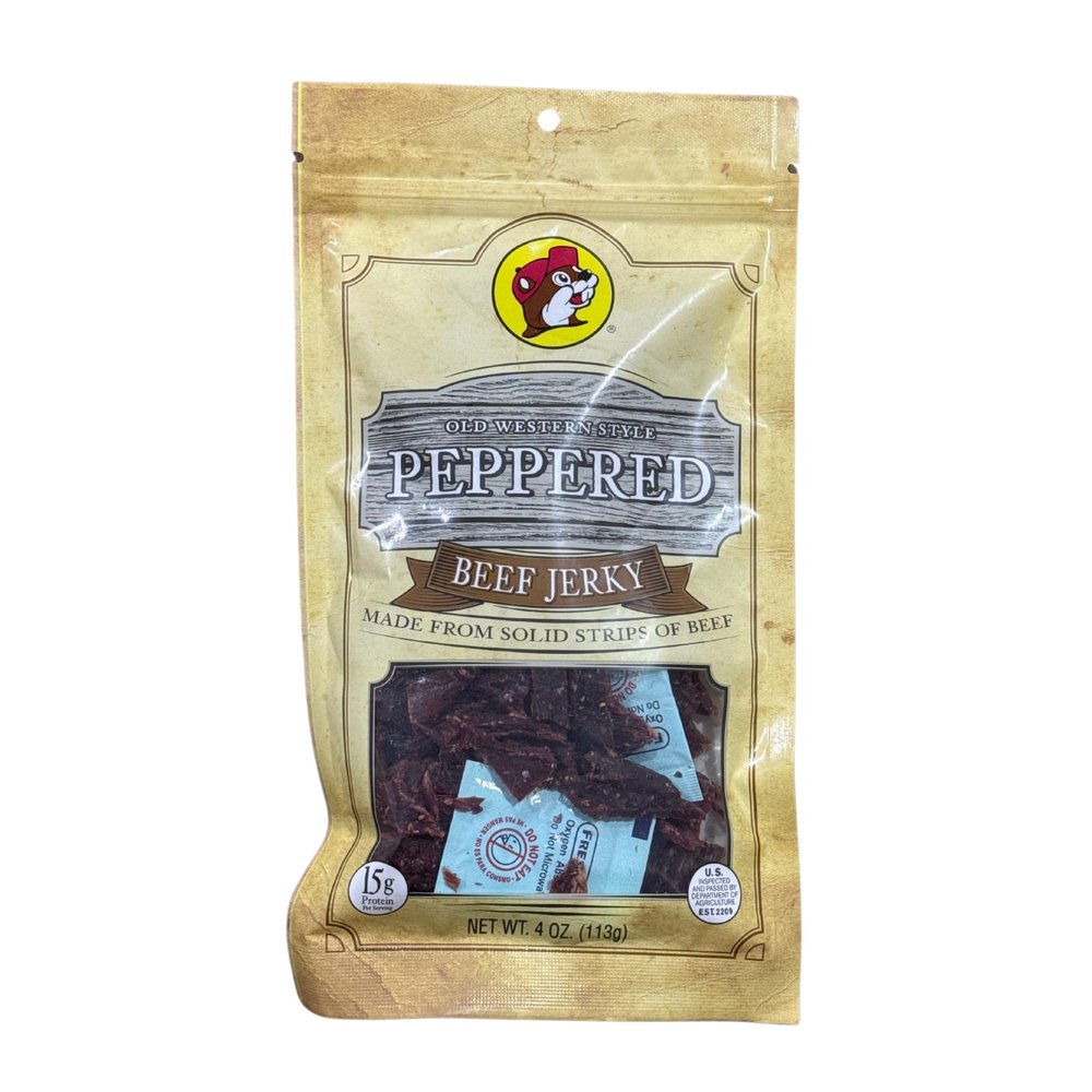 Buc-ee's Smoked Old Western Style Peppered Beef Jerky 100% Lean, Dried & Tender Beef 10g Protein Per 4 Ounce Bag for Paleo & Carnivore Diet Snacks Perfect Meat Jerky Gift for Men & Women