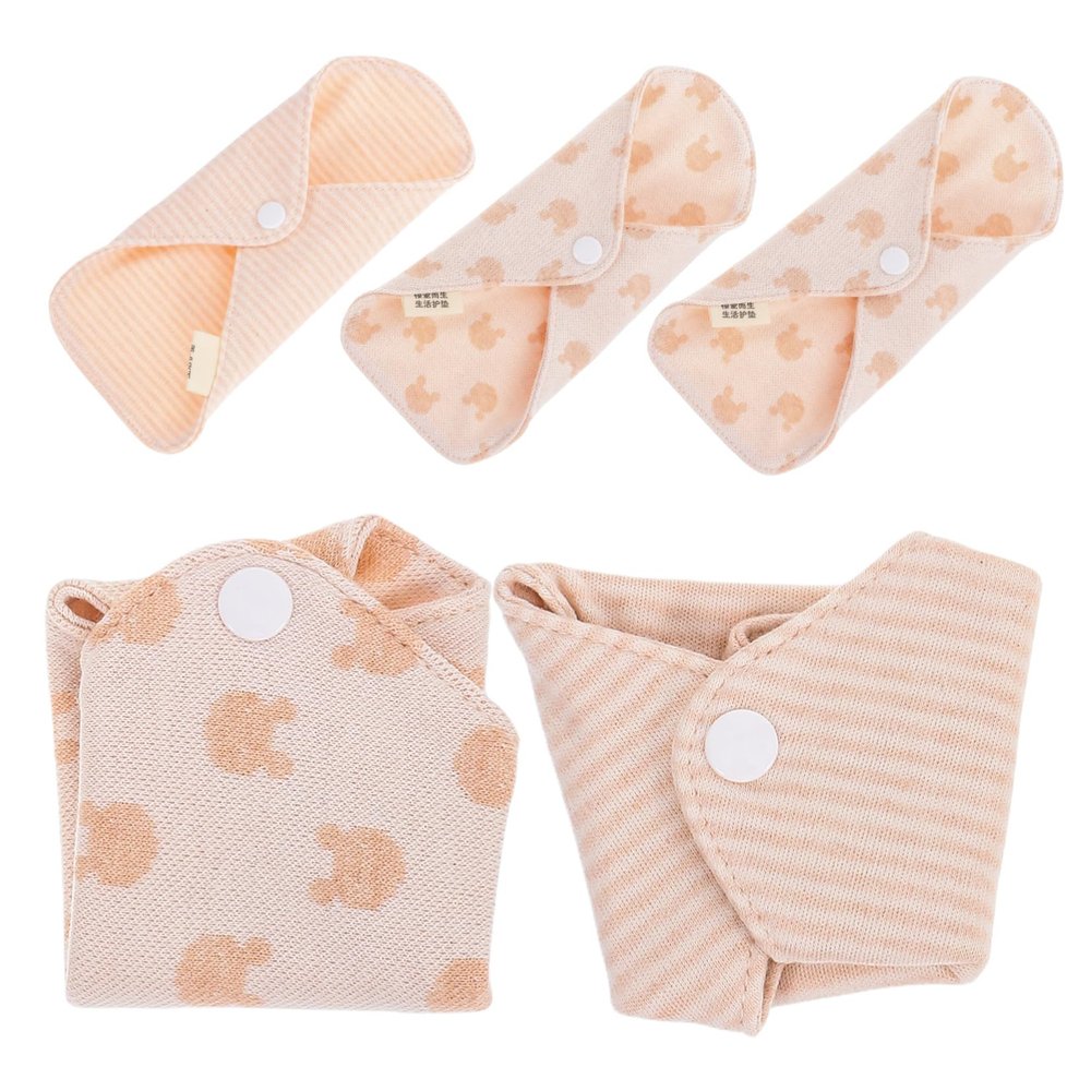 5pcs Menstrual Pads Reusable Sanitary Napkins Organic Cotton Washable Breathable Super Absorbent for Women Style