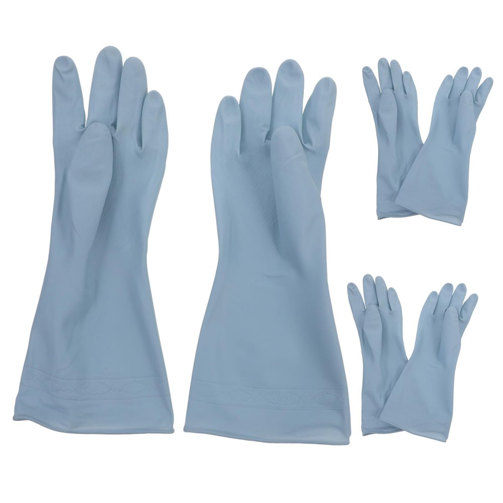 STOBAZA 3pairs Rubber Dishwashing Gloves for Women Reusable Kitchen Cleaning Gloves Blue for Dishwashing Food Prep and Household Chores