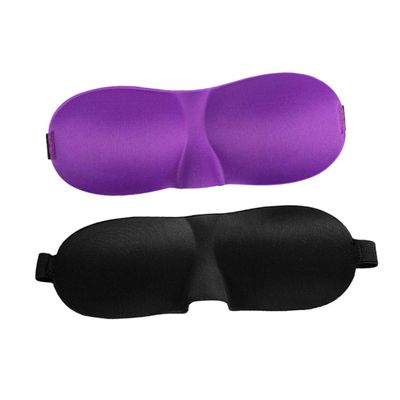 IWOWHERO 2pcs Contoured Sleep Mask Adjustable Lightweight Eye Cover for Travel Naps and Sleeping Breathable No Pressure Design Purple Black