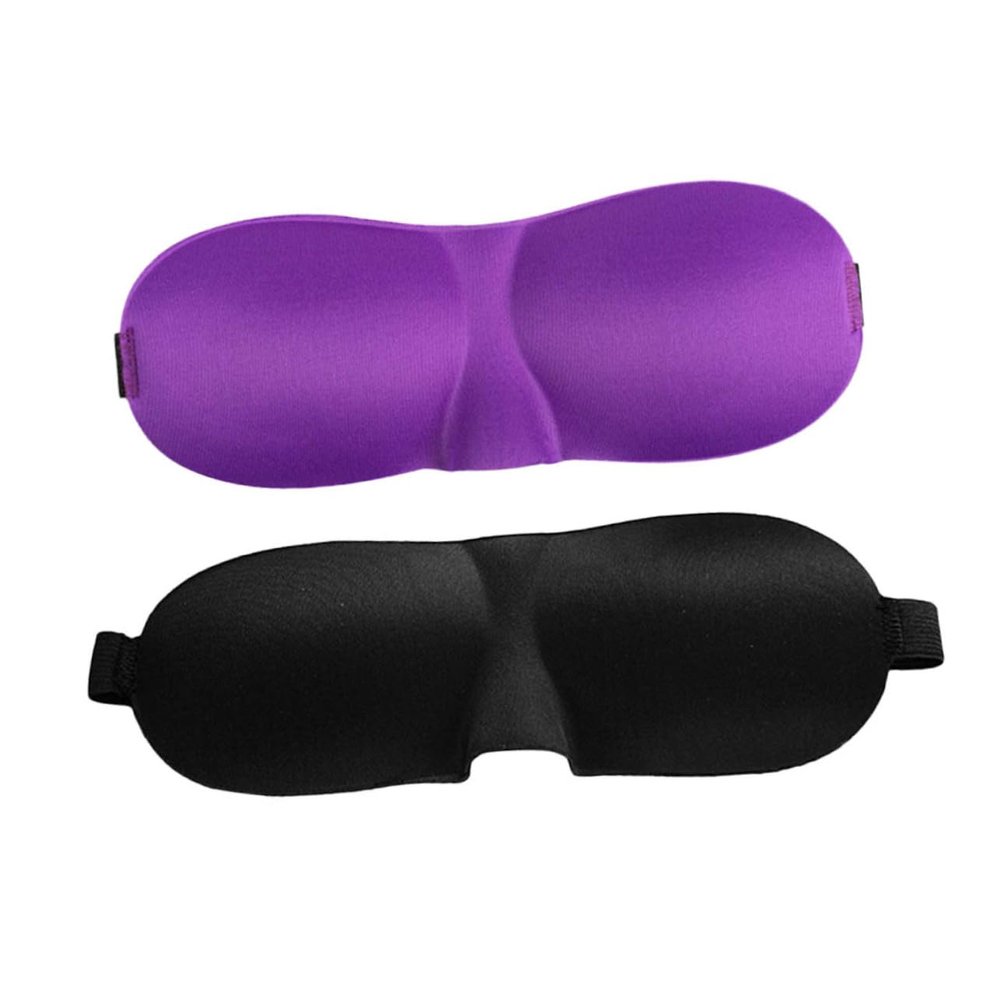 IWOWHERO 2pcs Contoured Sleep Mask Adjustable Lightweight Eye Cover for Travel Naps and Sleeping Breathable No Pressure Design Purple Black