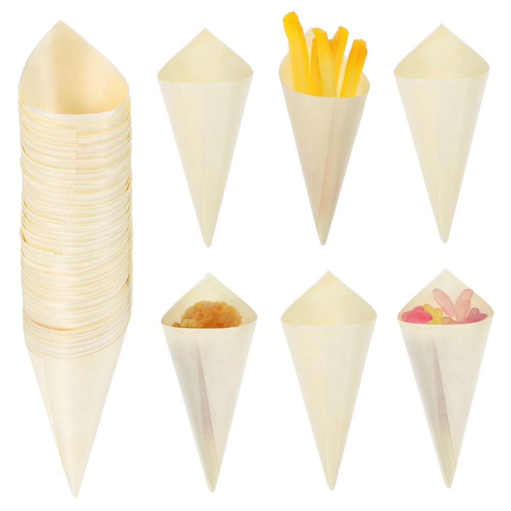 HAPINARY Rustic Cones 100 Pack Disposable Ice Holders for Parties Buffets Desserts