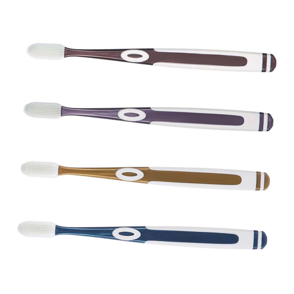 Ipetboom Adult Silicone Toothbrush Set 4 Pack with Flexible Bristles