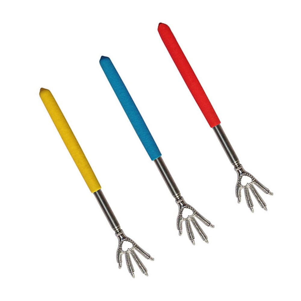 Anneome 3pcs Extendable Stainless Steel Cellulite Massager Back Scratcher Tool Portable Back Massager Rubber Handle Random Color
