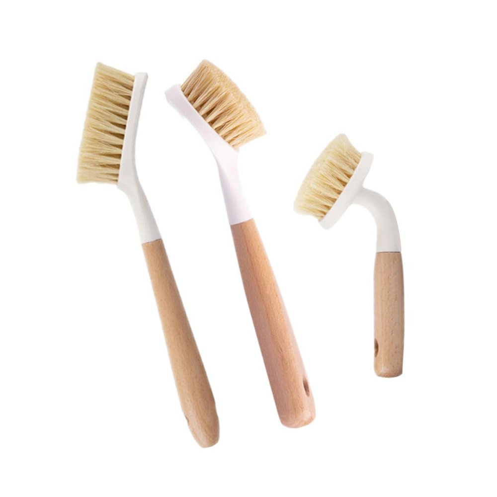 Baluue 3pcs Dish Scrubber Brush Kitchen Cleaning Brush Long Handle Dish-Washing