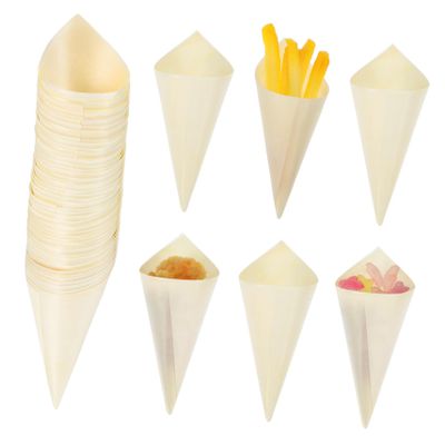Gogogmee 100pcs Tasting Cones Disposable Food Holders for Ice Cream Desserts and Snacks Rustic Design for Parties Buffets and Catering Events