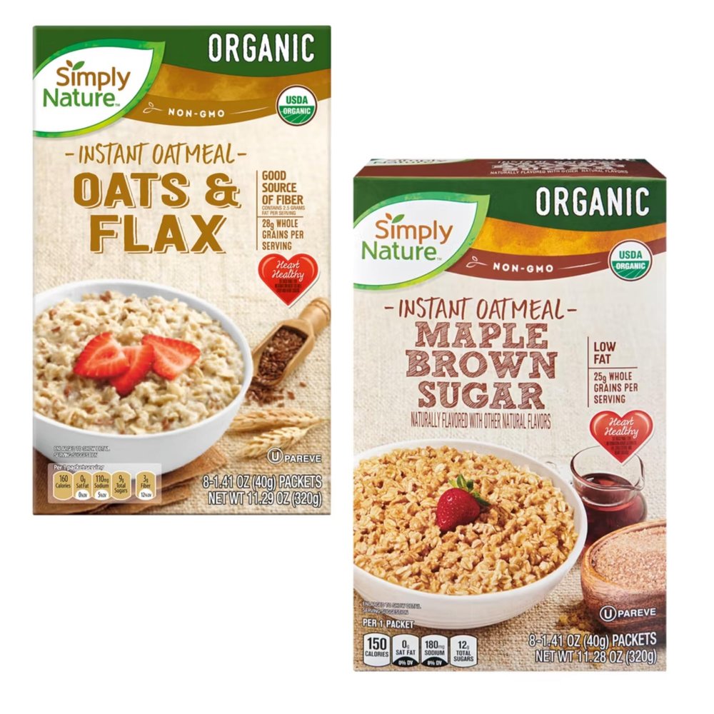 2-PACK: 1 Organic Oats & Flax and 1 Organic Maple Brown Sugar Instant Oatmeal - 11.29 oz (320g) Made with 100% organic oats and flax for a pure, wholesome breakfast. Quick & Easy Packed with Fiber: Flax seeds add an extra boost of fiber and o
