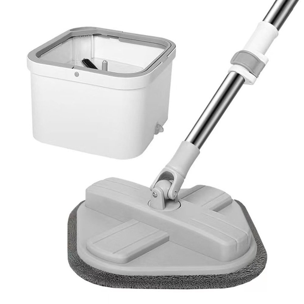 HIONJIN Mop Spray Cleaning Rotating Mop Bucket Square Home No Hand Wash Floor Flat Mop Set