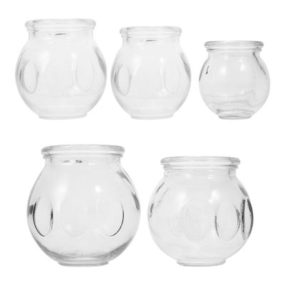 Gogogmee 5pcs Glass Cupping Thickened Chinese Cupping Cups for Home Massage Suction Vacuum Tool for Enhanced Blood Flow and Metabolism