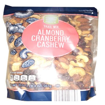 Almond Cranberry Cashew Gluten Free Trail Mix- Snack Snacking Nut Food Sweet Dried Fruit Blend, 18oz Southern Grove Jumbo Bag