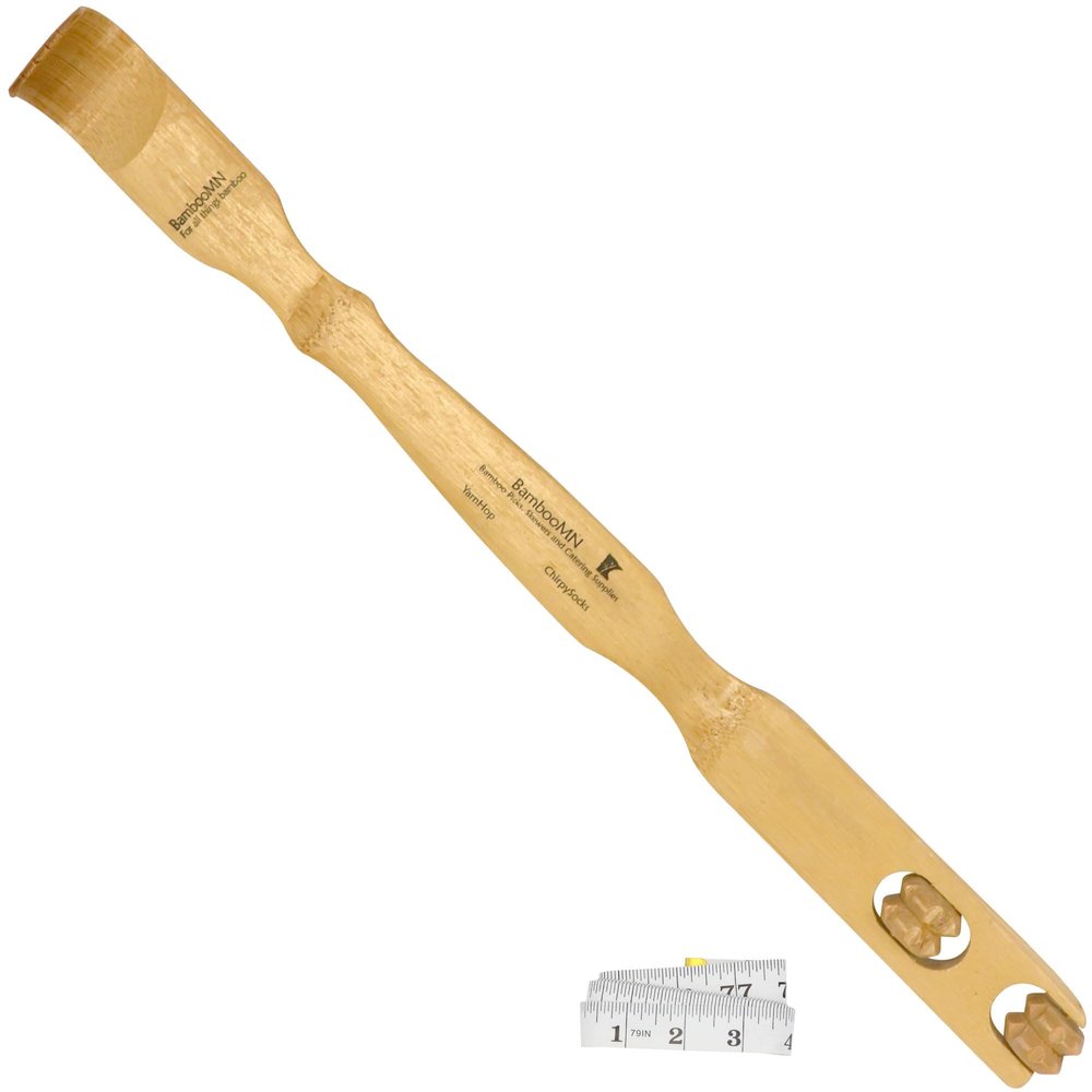 Bamboo Back Scratcher Knobby Roller & Tape Measure - 2 Total Units