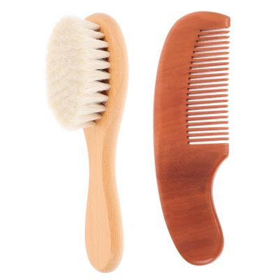 FOMIYES 2pcs Wooden Comb and Bathing Brush Gentle Hair Detangling and Scalp Stimulating Soft Bristles for Comfortable Bathing for Newborns and Toddlers