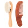 FOMIYES 2pcs Wooden Comb and Bathing Brush Gentle Hair Detangling and Scalp Stimulating Soft Bristles for Comfortable Bathing for Newborns and Toddlers view 1