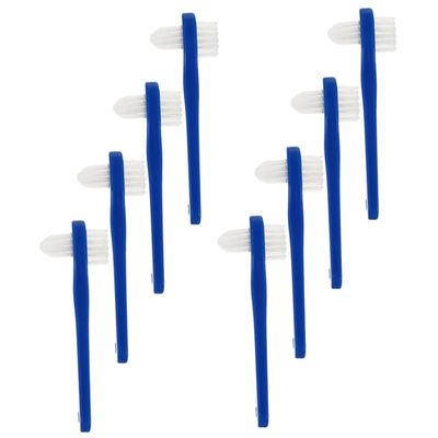 Baluue 8pcs Portable Denture Toothbrush for Adults Dual-head Design Ergonomic Handle Lightweight Oral Care Cleaning Tools for Full Partial Dentures