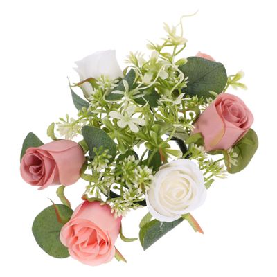 ABOOFAN Artificial Rose Candle Wreath Decorative Candle Ring for Wedding Home Party Table Decor