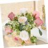Anneome Artificial Rose Candle Ring Wreath Fake Flower Candle Wreath for Wedding Decor view 3