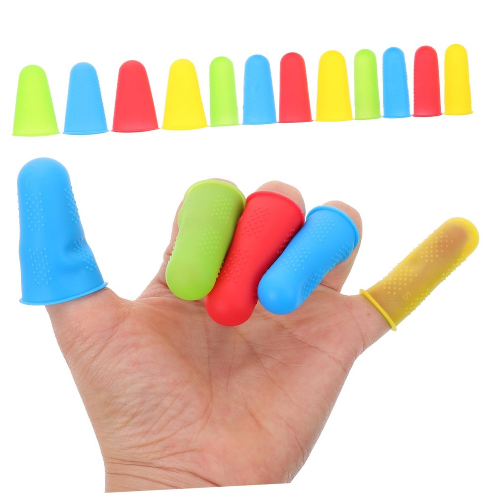 Gogogmee 12pcs Silicone Finger Cots for Cutting Food Guitar Protection Reusable Non-Slip