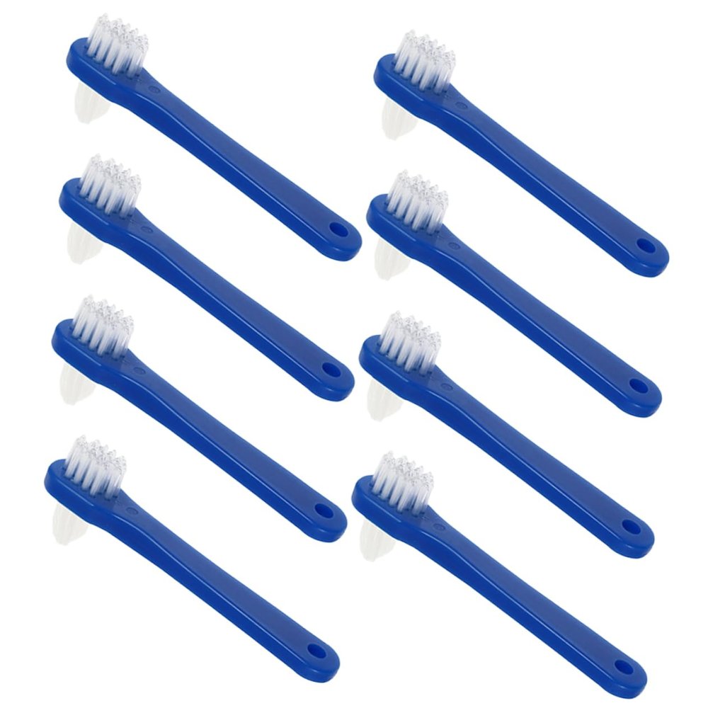 Ipetboom 8pcs Portable Denture Cleaning Brush Durable Dual-Head Oral Care Tools for Safe Cleaning of Full and Partial Dentures Compact for Easy Travel and Storage