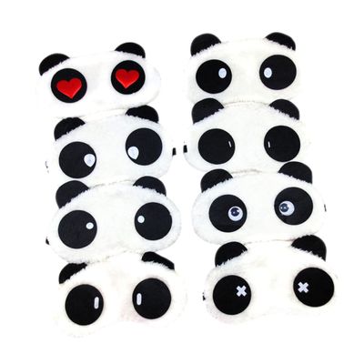 10pcs Panda Sleep Eye Mask Plush Fabric Eye Patches for Boys and Girls Adults for Parties Travel Hotel Meeting Style