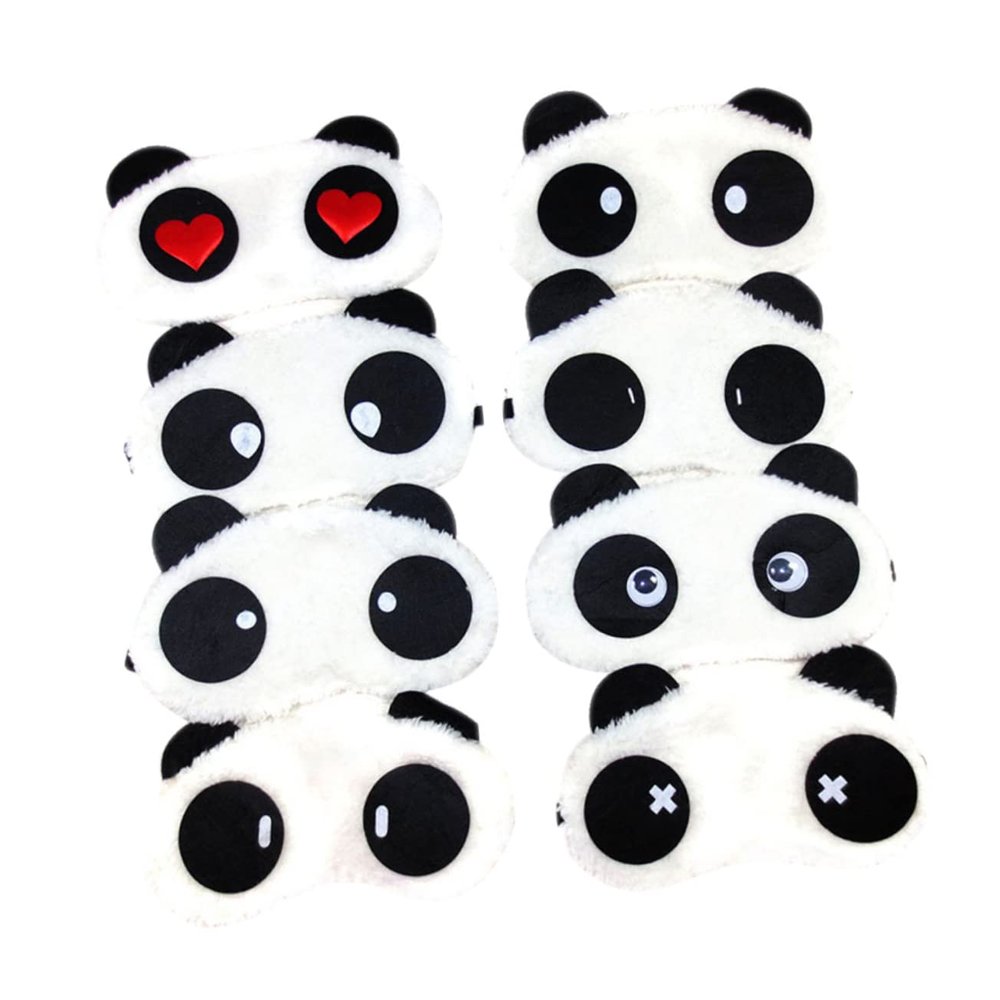 10pcs Panda Sleep Eye Mask Plush Fabric Eye Patches for Boys and Girls Adults for Parties Travel Hotel Meeting Style