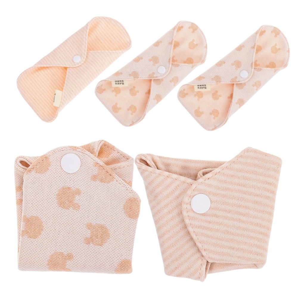 5pcs Organic Cotton Sanitary Napkins for Women Reusable Menstrual Pads Super Absorbency Washable Breathable Panty Liners Style